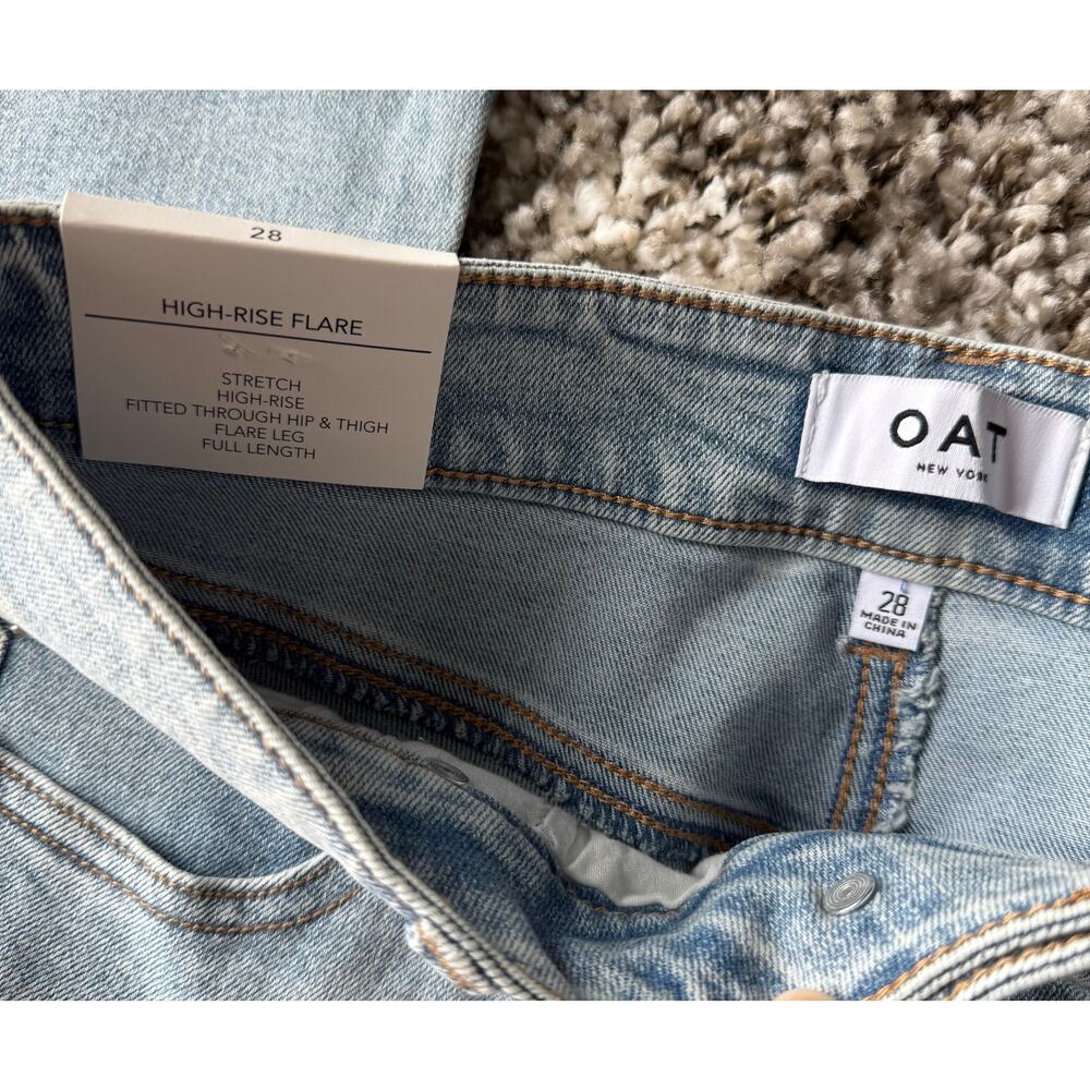 OAT New York High-Rise Stretch Flare Light Wash size 28 NWT - Picture 6 of 12